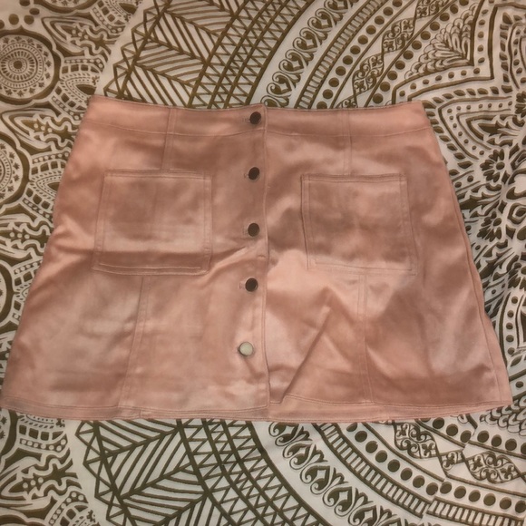 Baby Pink Polyester Button Up Skirt - Picture 1 of 2
